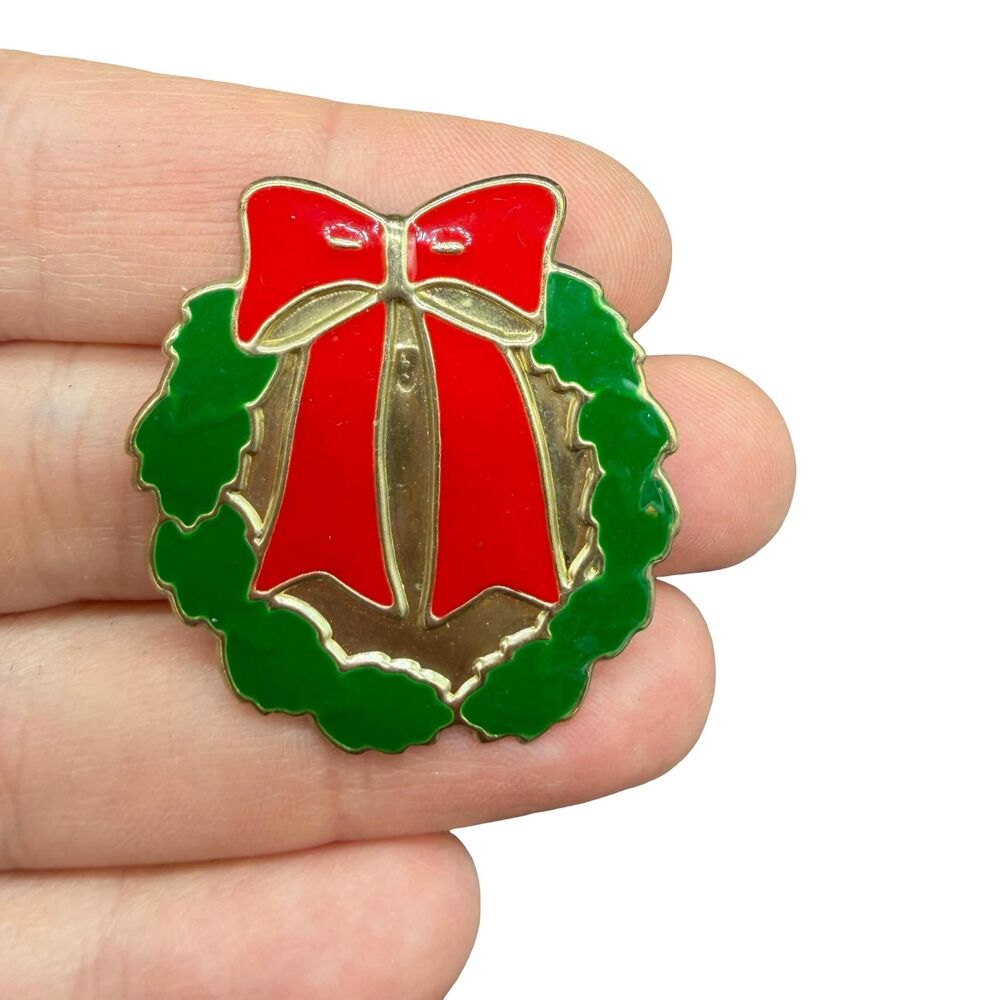 Vintage Christmas Brooch Christmas Wreath Pin
